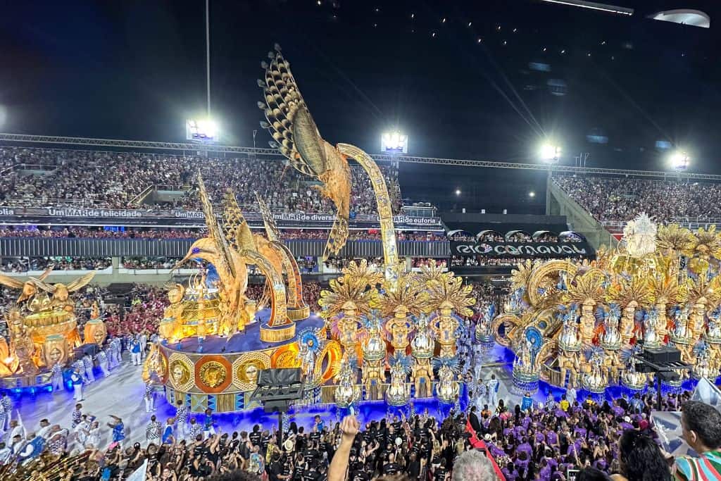 Dancers dancing on a float in Rio Carnival in Sambadrome - it is not free activity